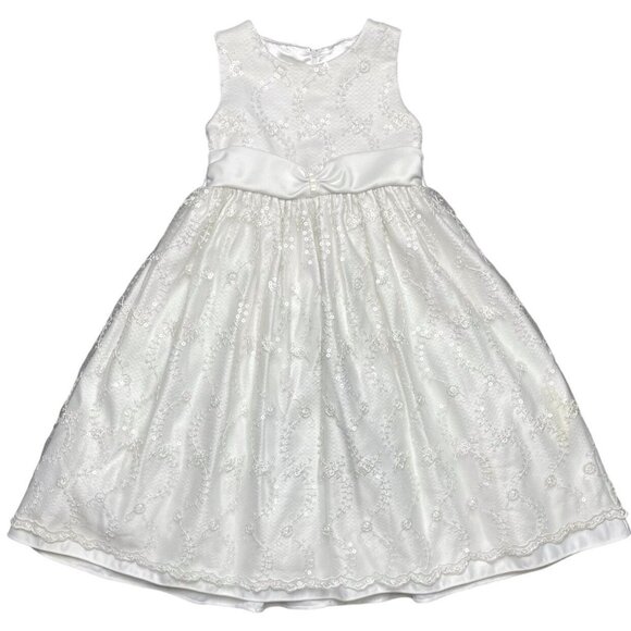 Cinderella Lace & Sequins Princess Party Flower Girl Dress White 5 - Picture 1 of 7
